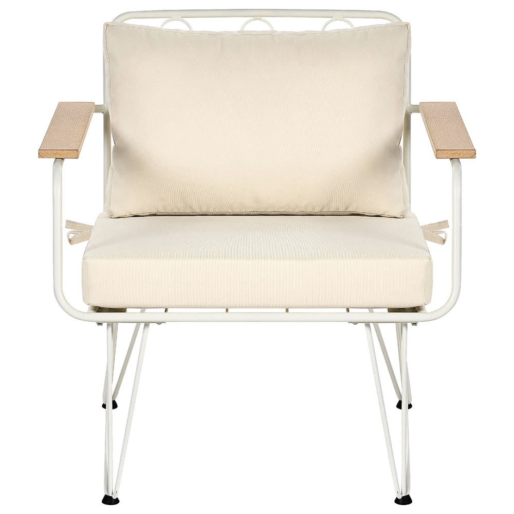 Divano da giardino a 4 posti in metallo bianco e beige Acciaio a 4 posti con cuscini Moderno Outdoor