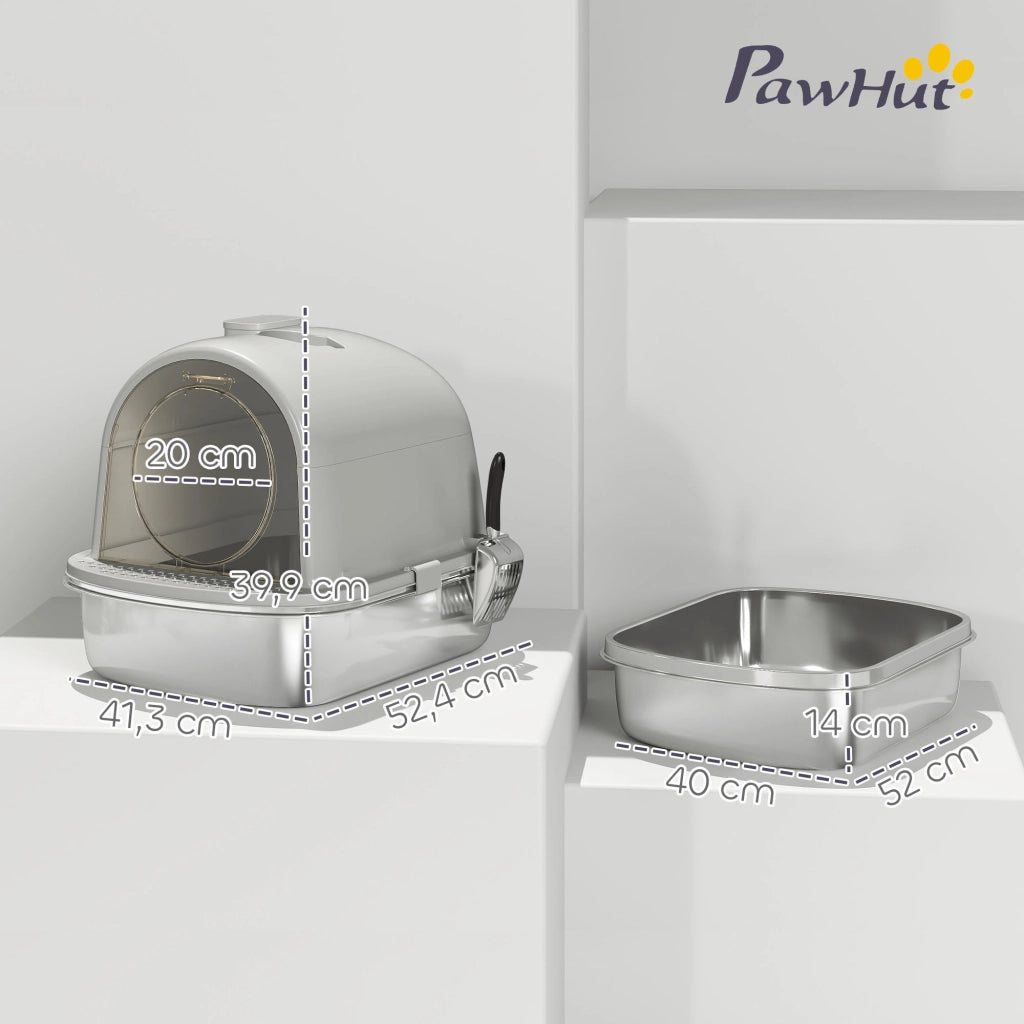 Arenero per Gatti ¨C zephmum ¨C Grigio Acciaio Inox 52,4x41,3x39,9 cm