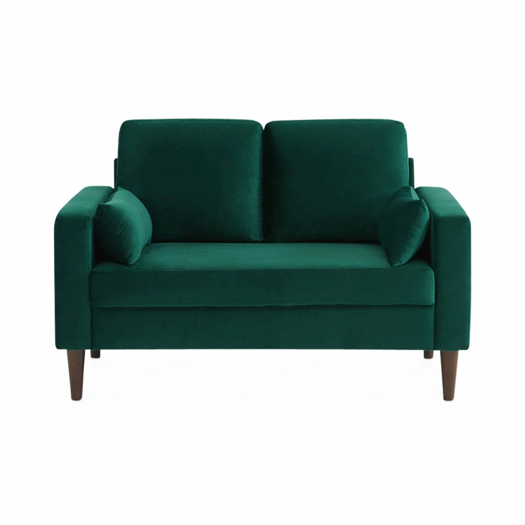 Divano stile vintage in velluto, 2 posti, verde inglese