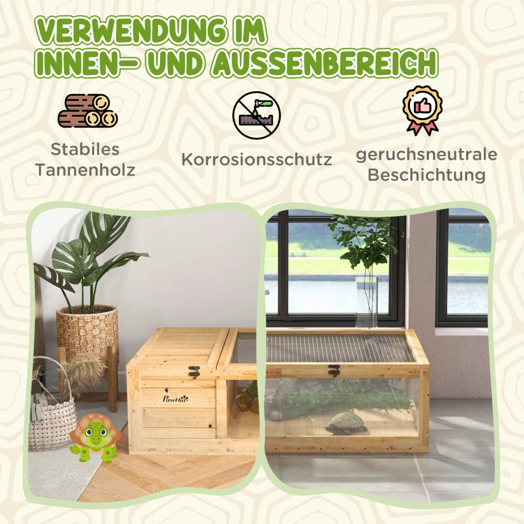 Casa per Tartarughe in Legno ¨C Xylo ¨C Coperchio Apribile, 91x60.5x32 cm, Giallo