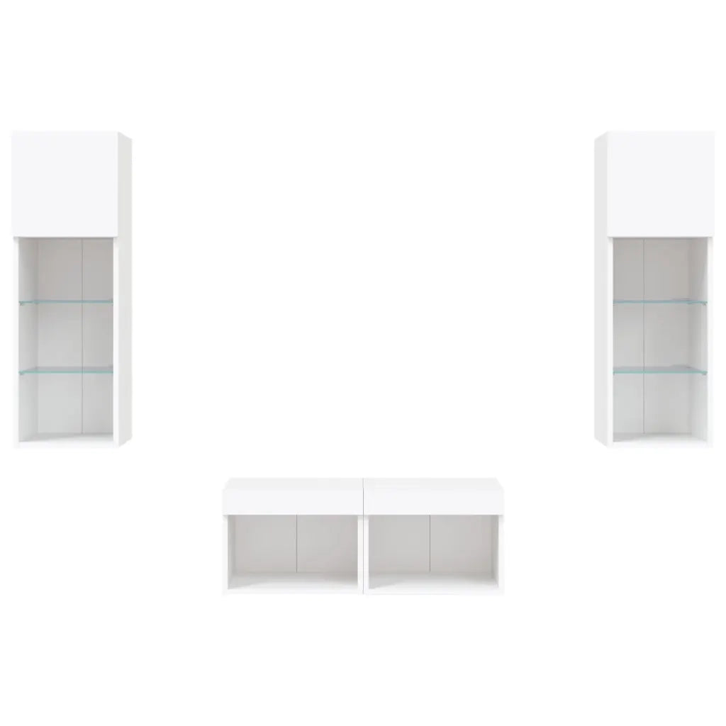 Mobili TV a Muro 4 pz-Credenza per TV con Luci LED Bianchi 165336
