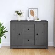 Credenza-Buffet-Armadio da cucina Grigia 100x35x74 cm in Legno Massello di Pino