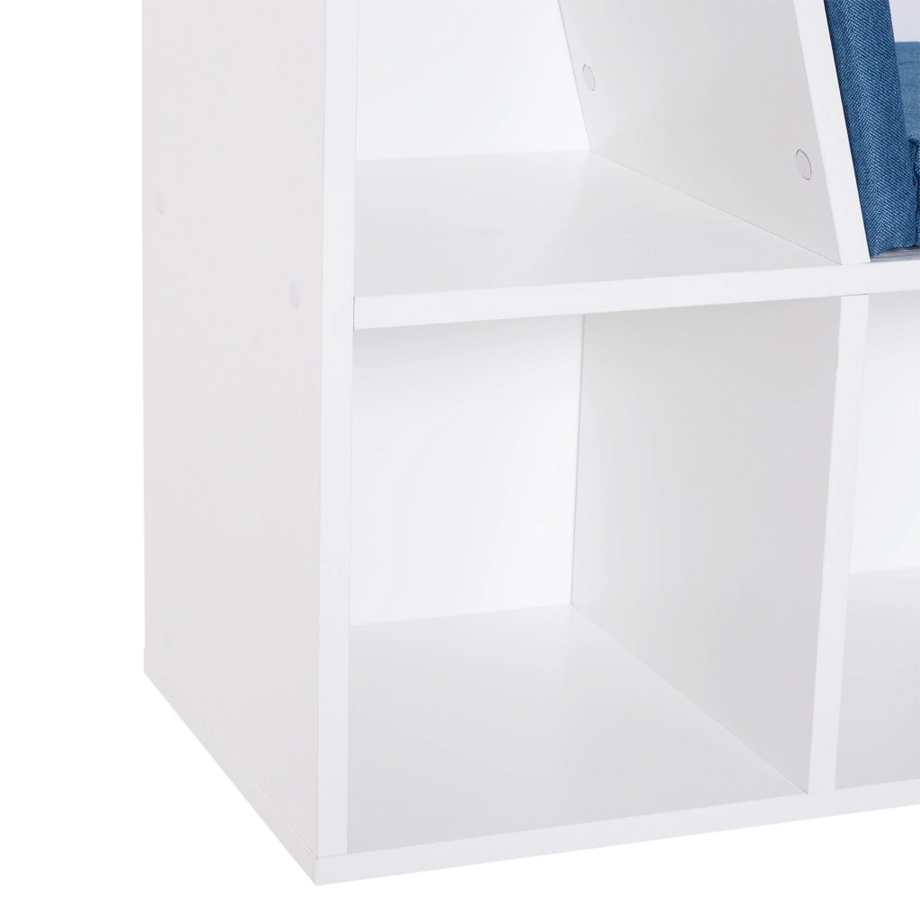 Libreria con seduta scaffale 6 cubi ¨C zephmum ¨C 102x30x61 cm bianco e blu