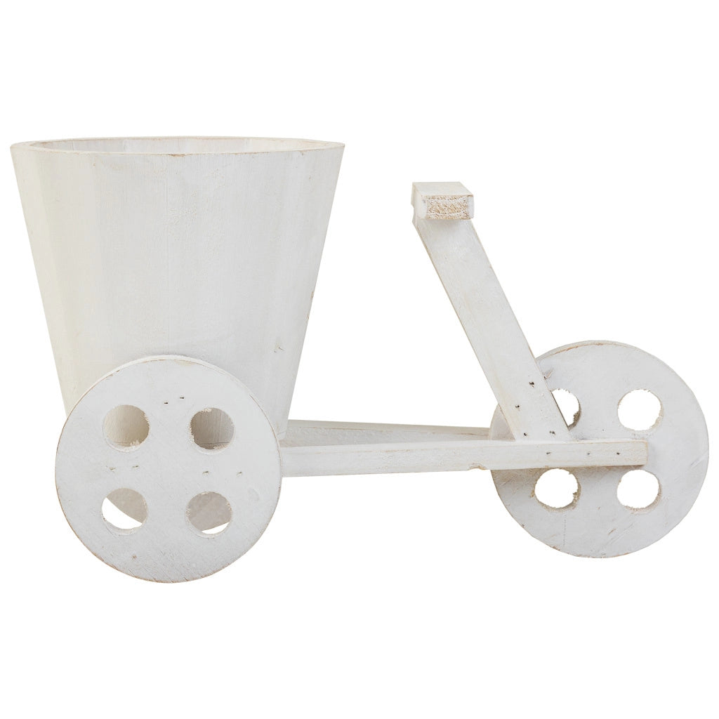 Portavaso bici in legno bianco 24x14x19,5h