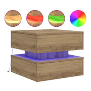 Tavolino da salotto | Tavolino da caff¨¨ | Tavolino da Soggiorno con Luci LED Rovere Artigianale 50x50x40 cm