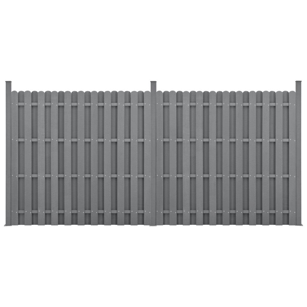 Recinzione in WPC per Giardino Staccionata a Doppia Faccia Steccato Alto 185 cm Lungo 376 cm Grigio NEU.HOLZ