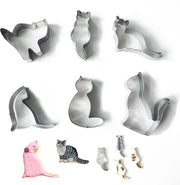 6 formine di biscotti a forma di gatto, formine di biscotti a forma di gatto in acciaio inossidabile, per la preparazione di fondant a forma di gatto per bambini, per la preparazione di biscotti di fondant.