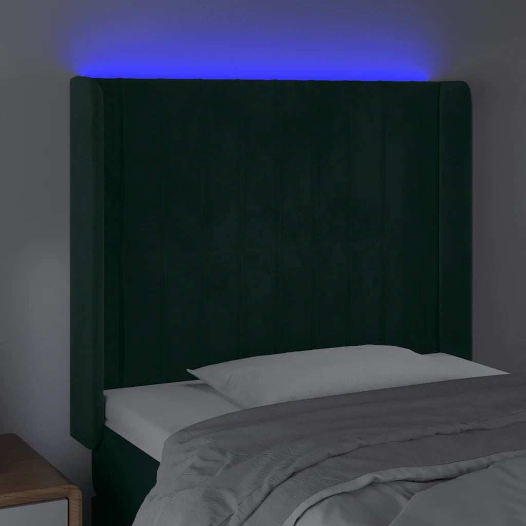 Testiera a LED Verde Scuro 83x16x118/128 cm in Velluto cod mxl 50989