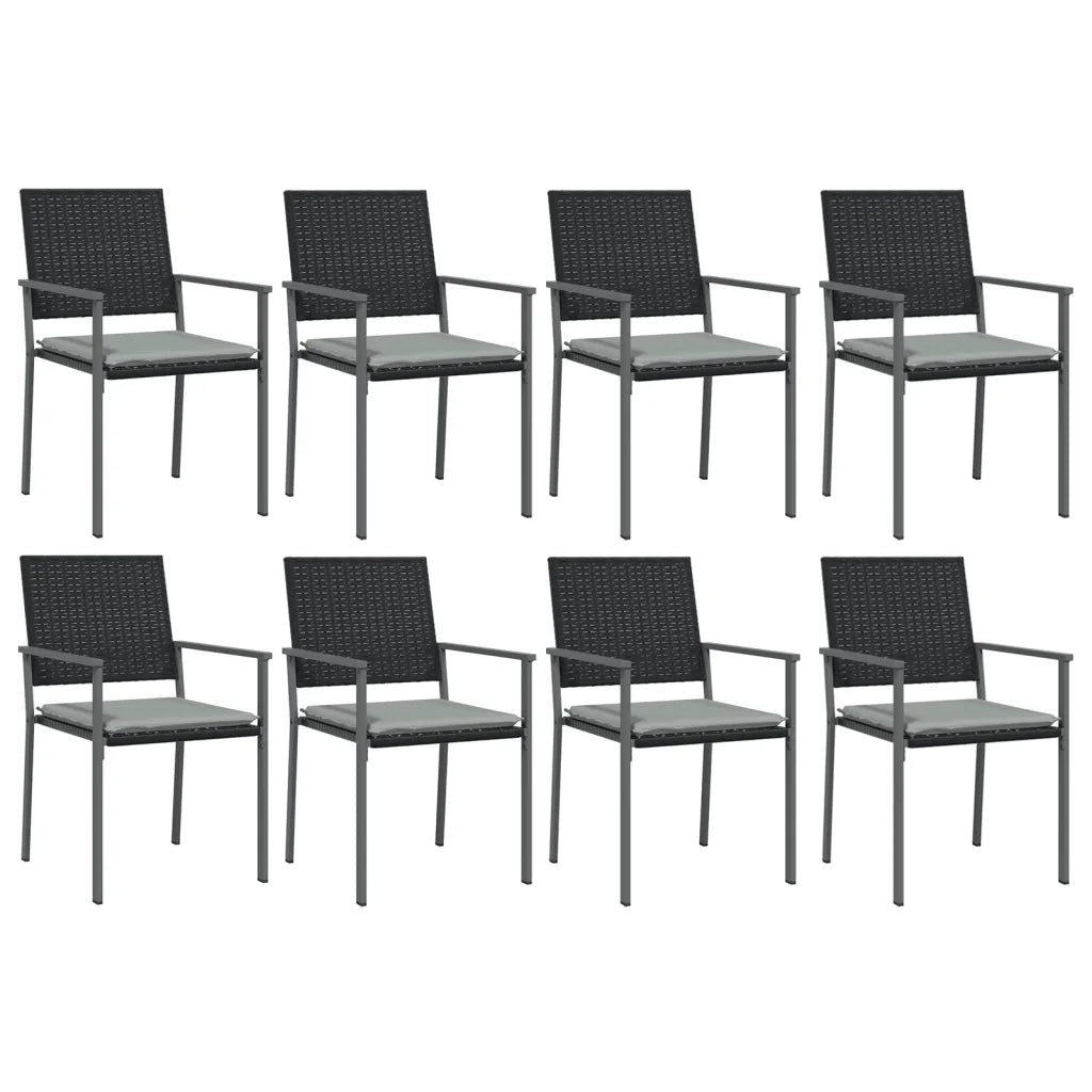 Set Pranzo da Giardino 9 pz con Cuscini in Polyrattan e Acciaio 3187030