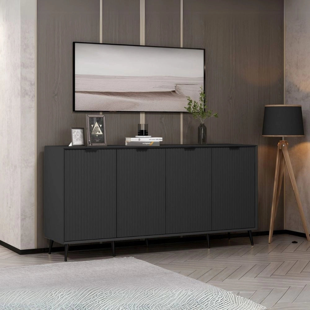 Madia Kale 4 ante antracite effetto cannettato 180x45x90H : Eleganza e Funzionalità
