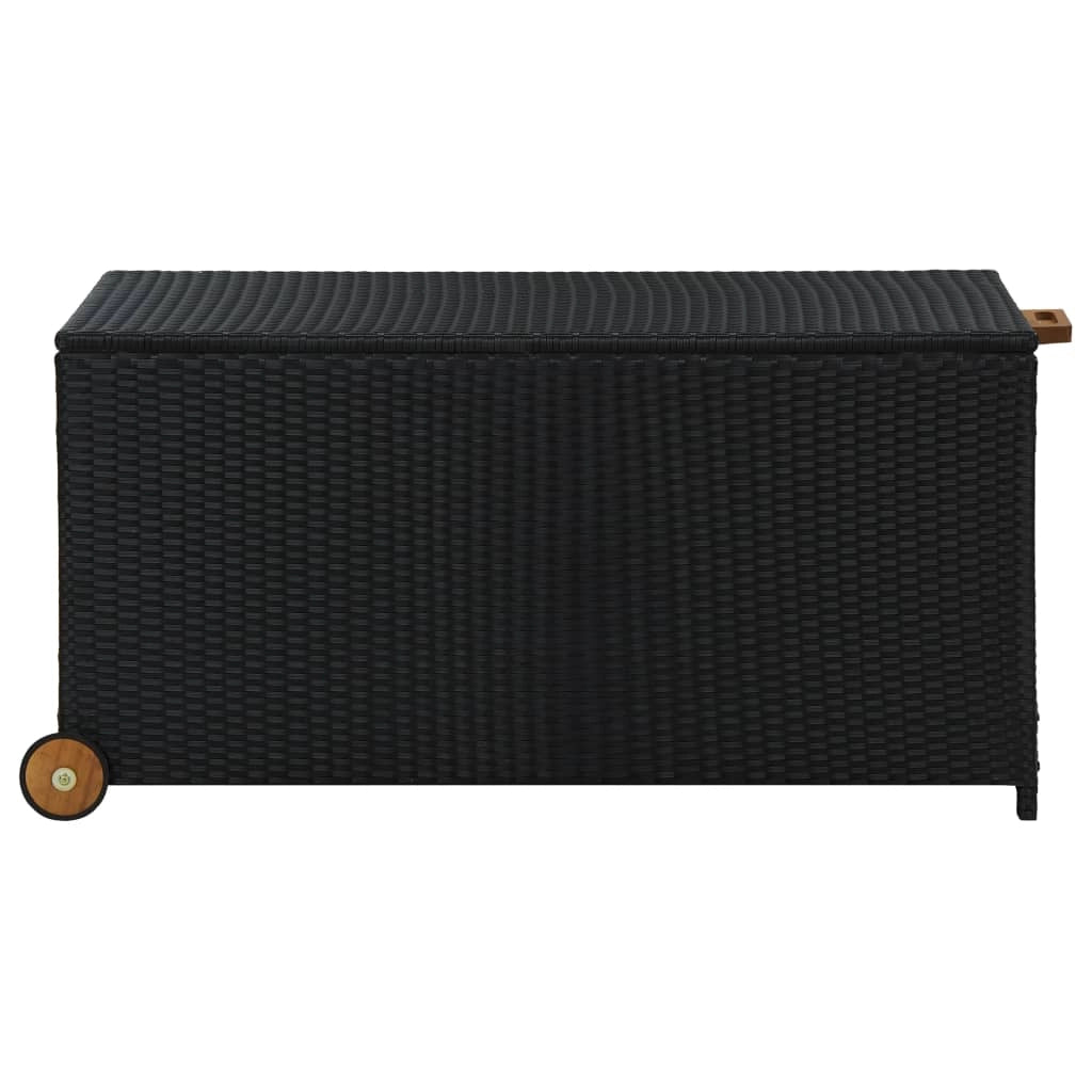 Contenitore/box da giardino 120 x 65 x 61 cm resina intrecciata nera 02_0013110