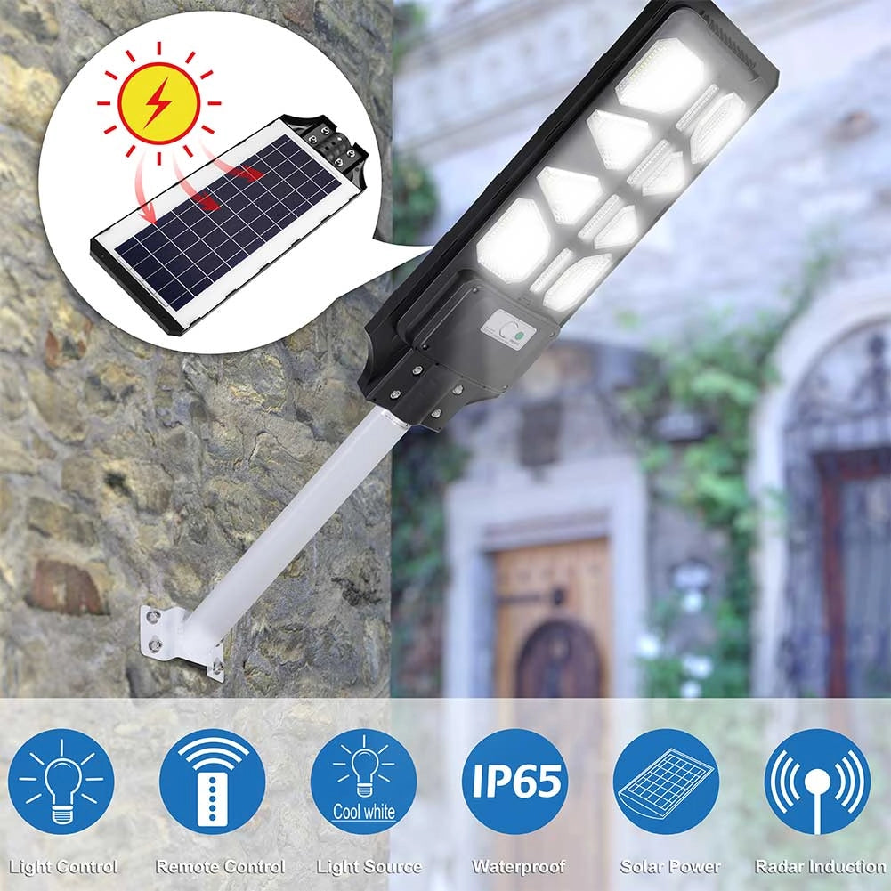 Faro Lampione Stradale LED 120W Ricarica Solare Telecomando Crepuscolare Dimmerabile