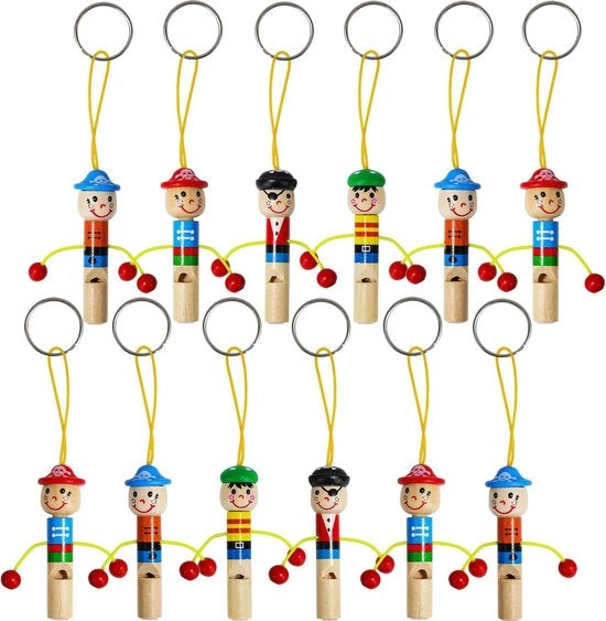 Flauto di legno per bambini - caricatura flauto pirata - 12 pezzi - 8 cm - flauto uccello - regalo per bambini - giocattolo per bambini - flauto animale - suono