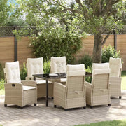 Set da Pranzo per Giardino con cuscino 7 pcs Beige polyrattan 3380397