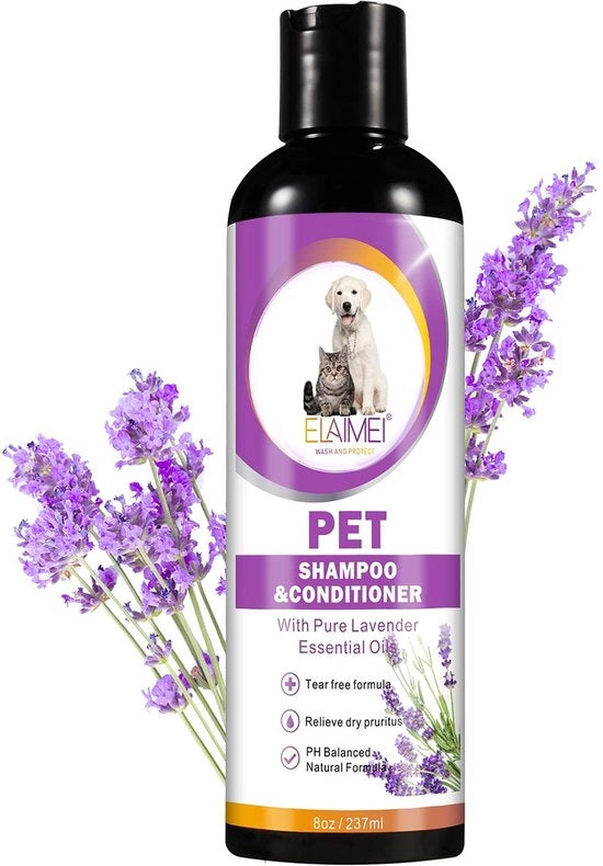 Shampoo per cani 237 ml - Adatto per pelli sensibili - Cura naturale - Profumo rilassante - pH neutro - Vegano - Animali domestici