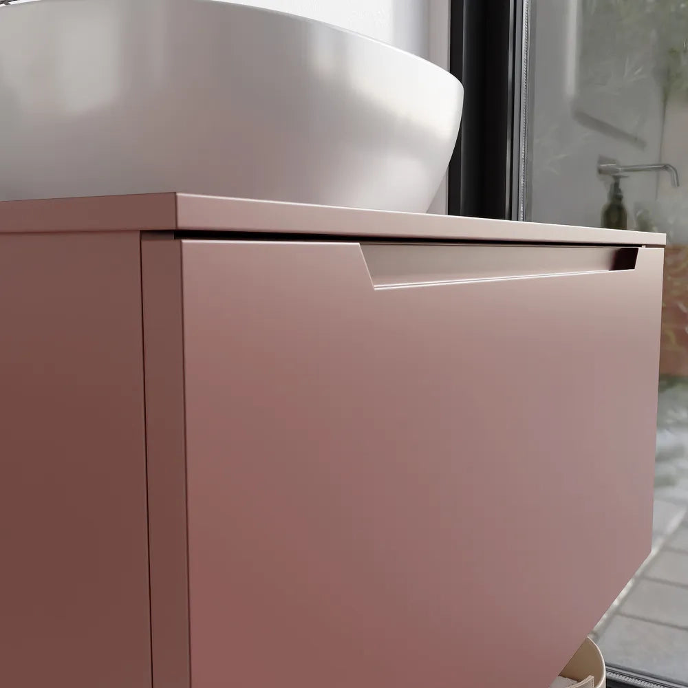 Mobile bagno sospeso 70cm terracotta opaco un cassettone con top | Bako