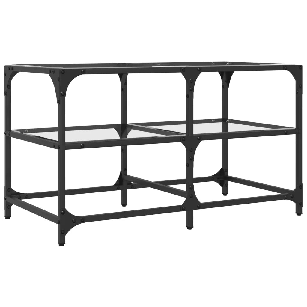 2 pz Tavolini da salotto | Tavolino da caff¨¨ | Tavolino da Soggiorno con Piano Vetro Trasparente 78,5x40x45 cm Acciaio
