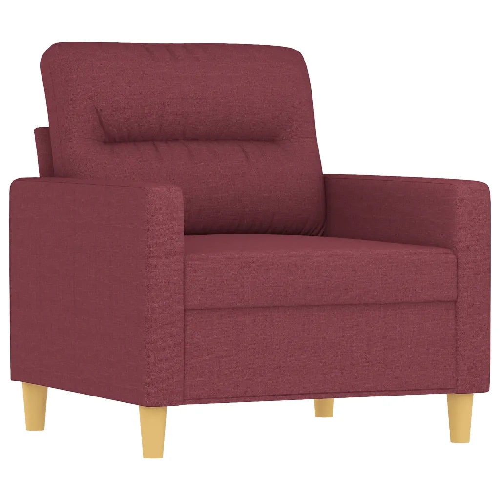 Set di Divani 3 pz con Cuscini Rosso Vino in Tessuto 3201558
