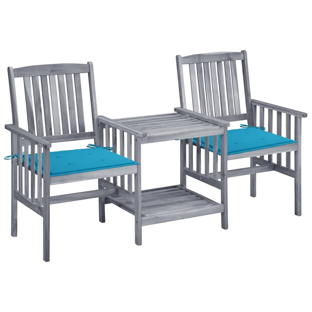 Sedie da Giardino con Cuscini e Tavolino in Massello di Acacia cod mxl 35716