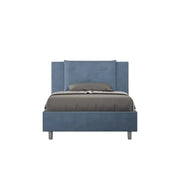 Letto una piazza e mezza con rete imbottito 120x200 microfibra blu Appia
