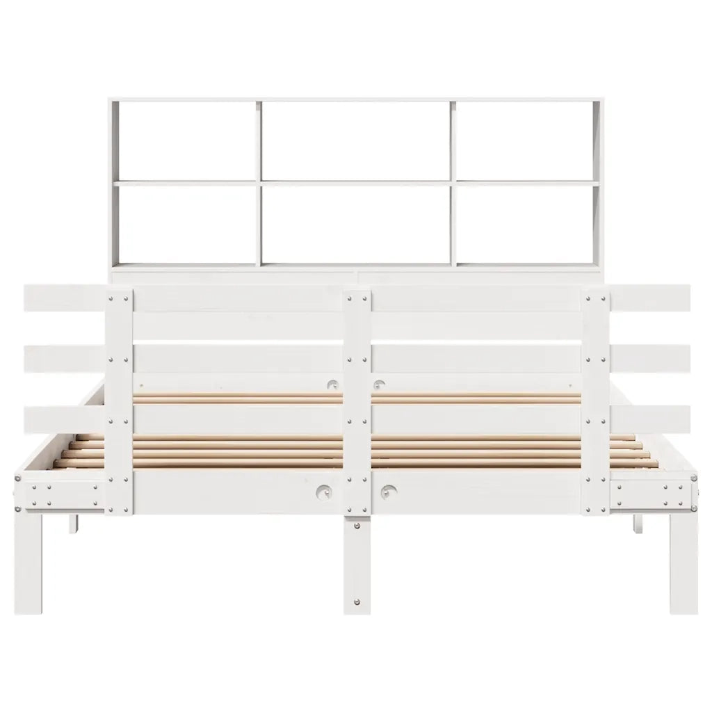 Letto Libreria senza Materasso Bianco 120x200 cm Legno di Pino 3322756