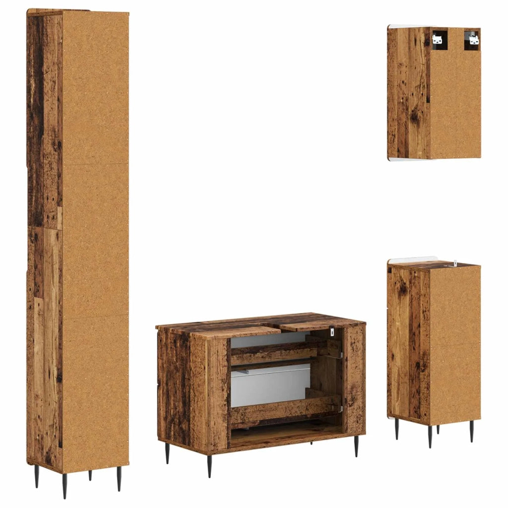 Set di Mobili da Bagno da 4 Pezzi ZWOLLE Legno antico 3417925