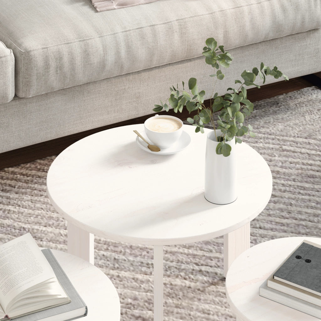 vidaXL Tavolino da salotto 3 pcs Bianco 47.5 x 47.5 x 27 cm