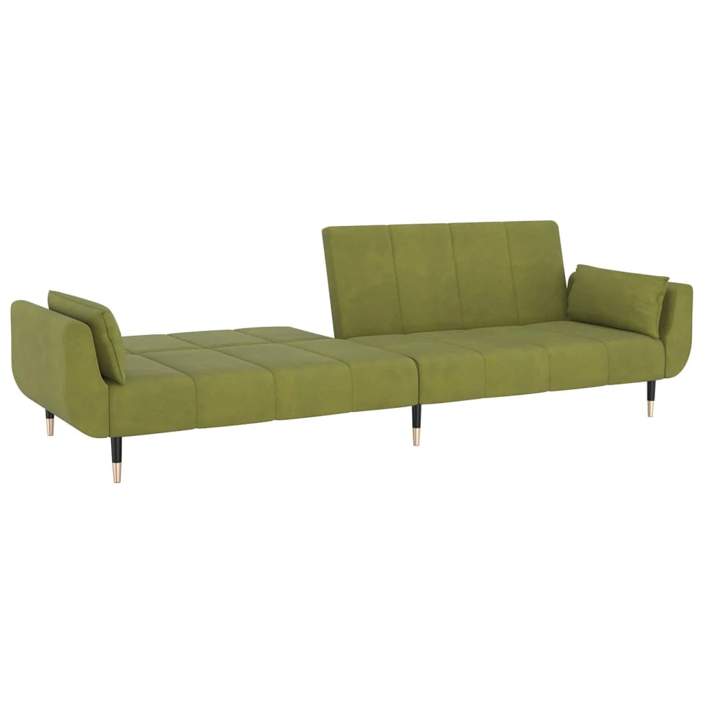 Divano letto a 2 posti letto per gli ospiti trasformabile divano letto per soggiorno pieghevole per uso interno con due cuscini velluto verde chiaro 02_0019458
