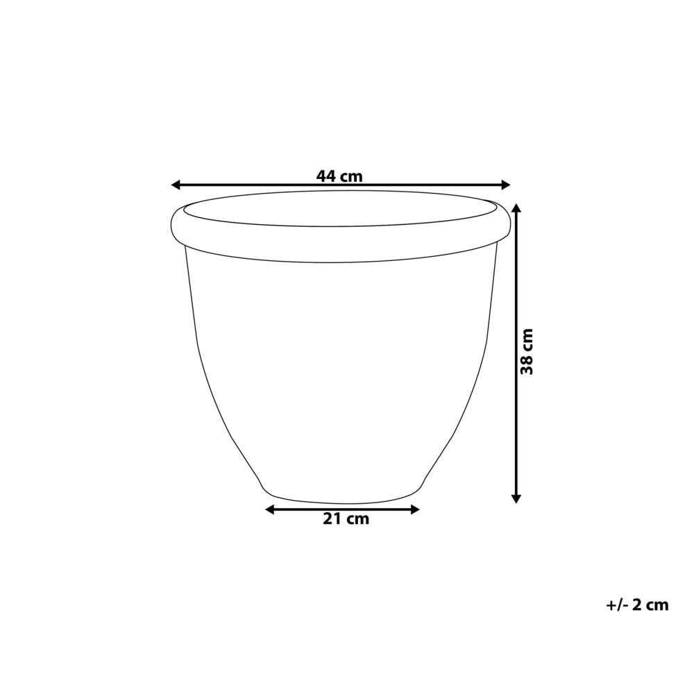 Vaso per piante fioriera in massello di pietra marrone misto poliresina lucida per esterni tonda ⌀ 44 cm per tutte le stagioni