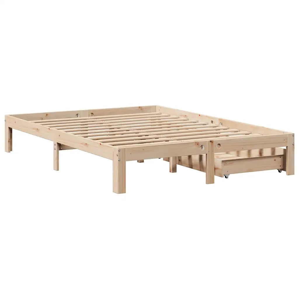 vidaXL Giroletto con Cassetti 150x200 cm in Legno Massello di Pino