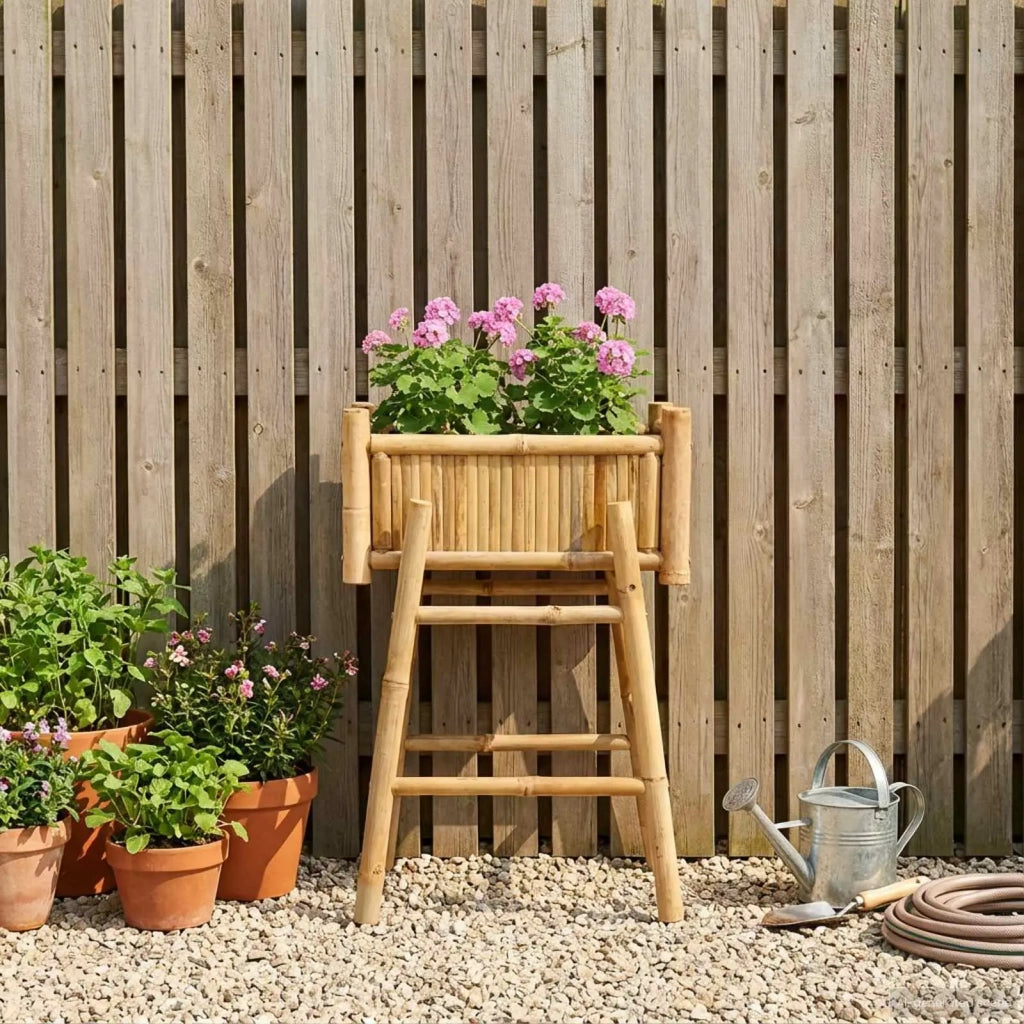 Vaso da Giardino con Supporto Naturale 50 x 38 x 74 cm Bambù 42028232