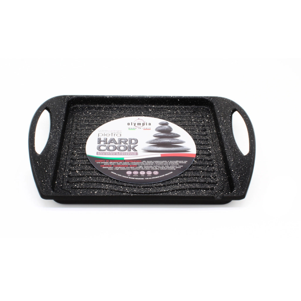 Vassoio Grill Quadrato Antiaderente 2 Maniglie 25x25 cm Olympia Hard Cook