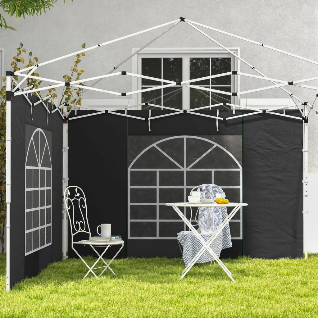 Pareti laterali per gazebo 3x3m 3x6m ¨C zephmum ¨C Oxford nero con finestra e porta