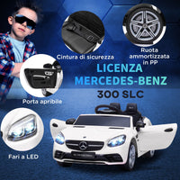 Macchina Elettrica per Bambini Licenza Mercedes SLC 300 con Telecomando Bianco