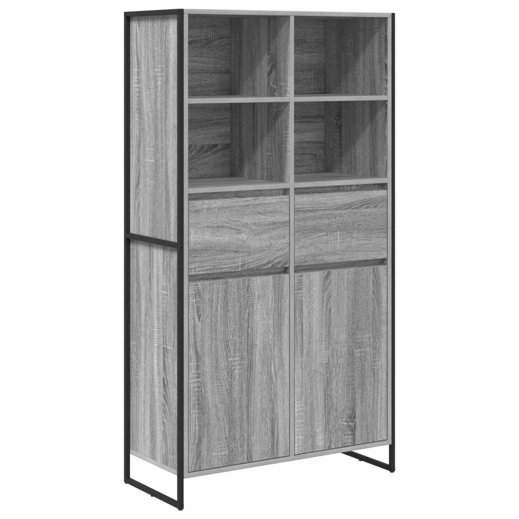 Credenza con cassetto 2 pz-Set di 2 Buffet-Armadio da cucina Grigio Sonoma 81 x 36 x 150.5 cm