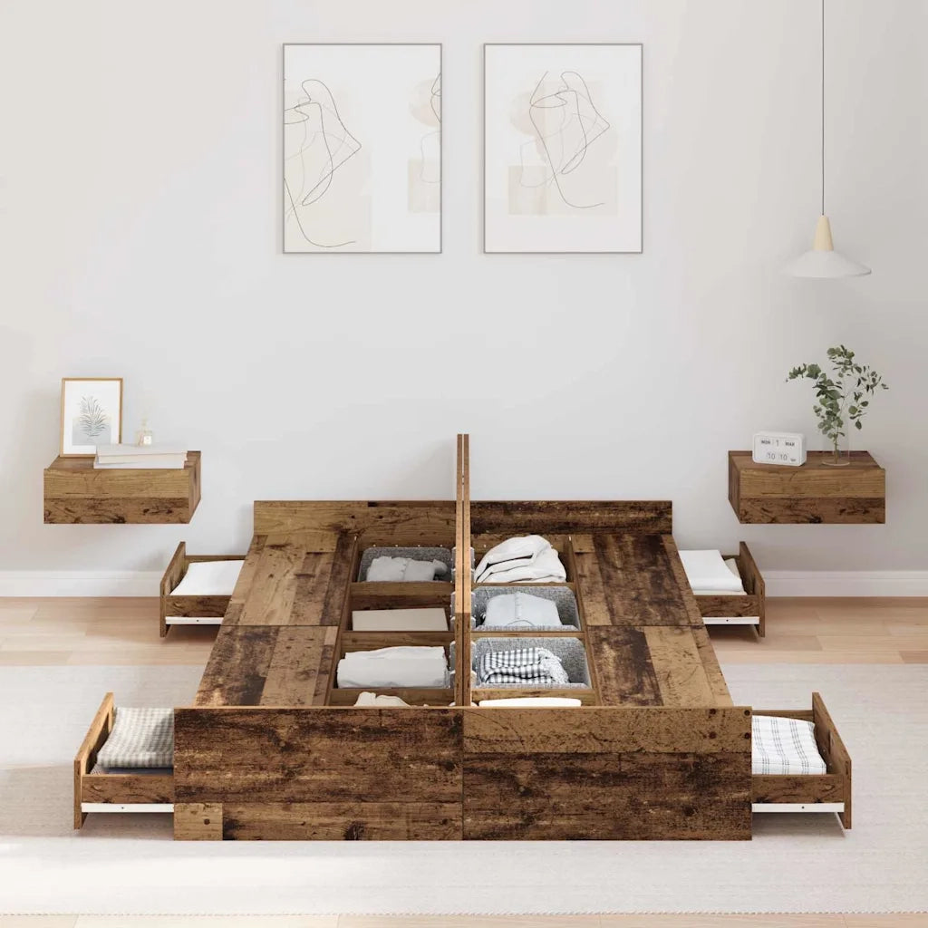 Struttura letto con contenitore Legno vecchio 120 x 200 cm 3335307