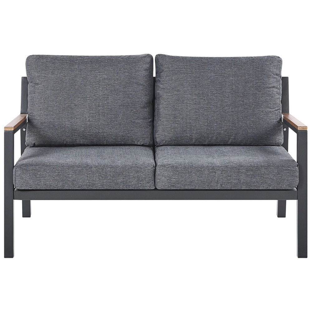 Set Divani Per Esterni Con Struttura In Alluminio Grigio Scuro Divani Poltrone Con Cuscini In Poliestere Tavolino Design Moderno