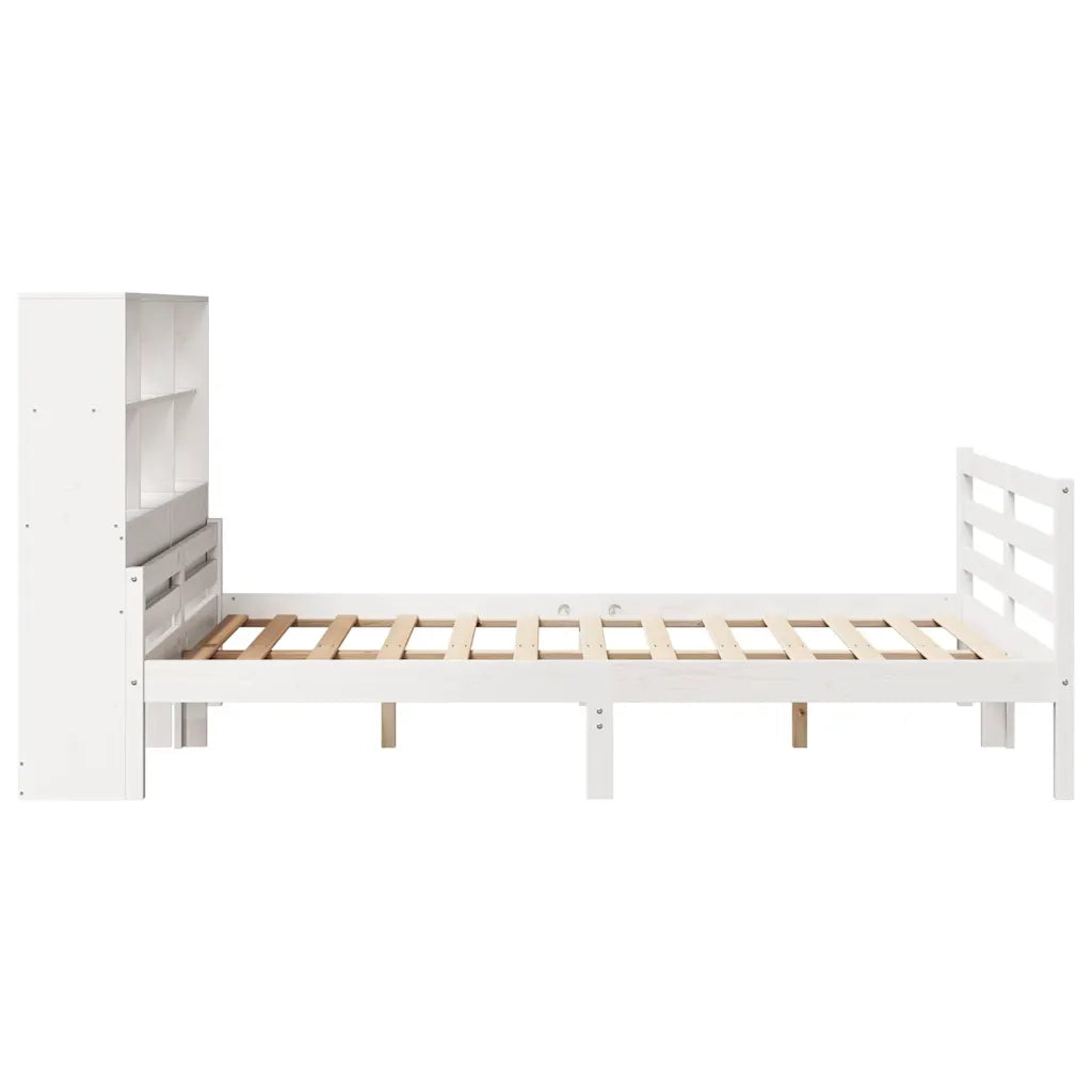 Letto Libreria senza Materasso Bianco 140x200 cm Legno di Pino 3322238