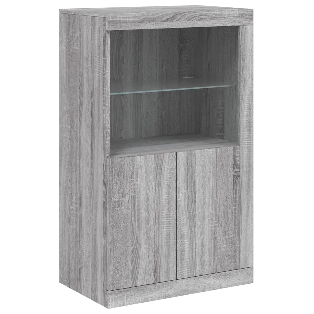 Credenza con Luci LED-Buffet-Armadio da cucina Grigio Sonoma 181,5x37x100 cm 747187