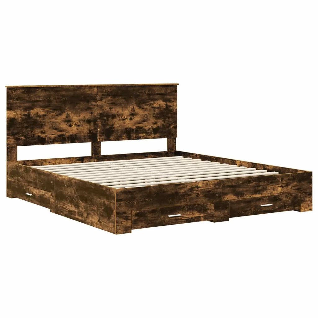 Struttura del letto Rovere fumé 200 x 200 cm Legno multistrato