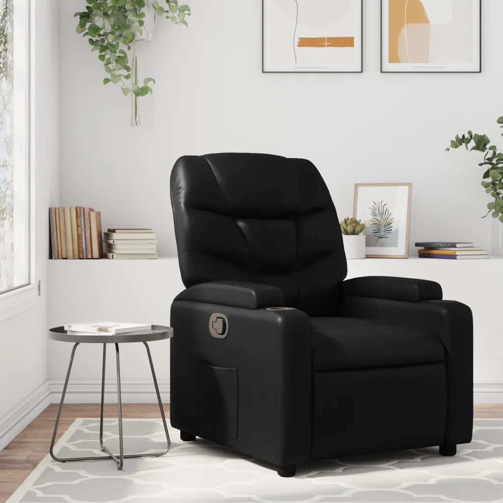 Divano Sedia-Poltrona reclinabile nera in similpelle 362618