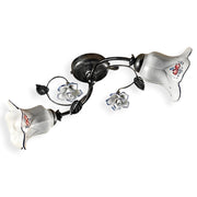 Plafoniera Classica Pisa Metallo E Ceramica Nero Sfumato Argento 2 Luci E14