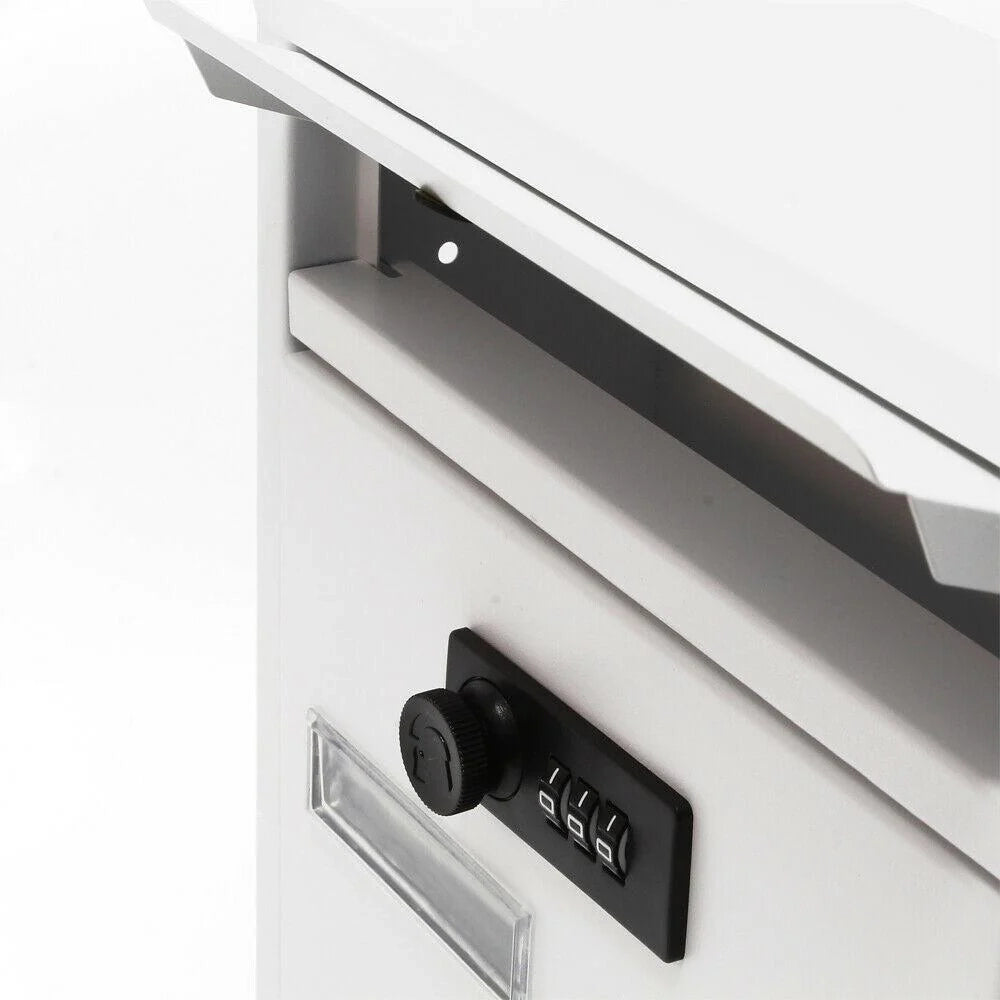 Cassetta postale da parete dal design moderno con serratura a combinazione acciaio zincato bianco 16_0000066