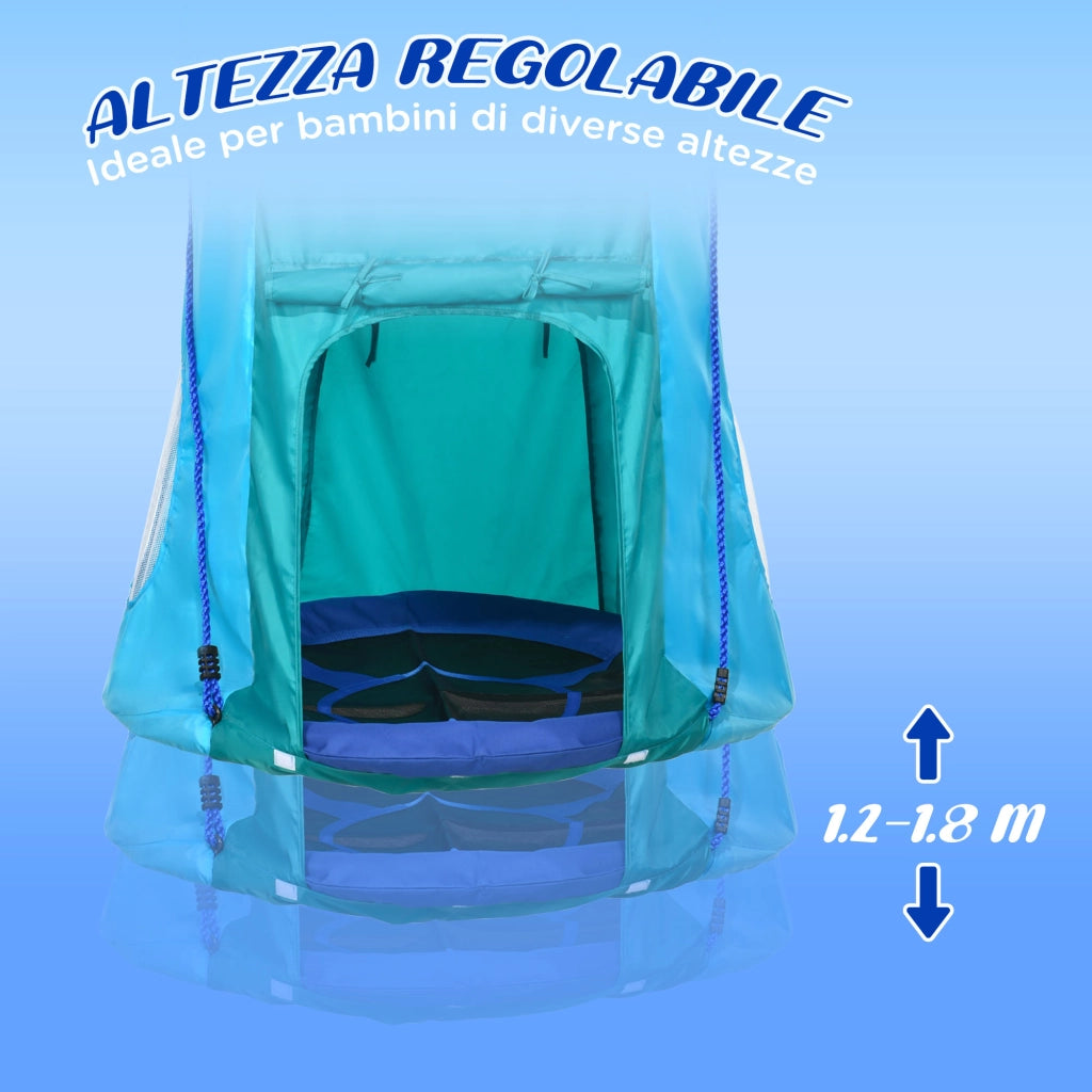 Altalena da Giardino con Tenda per Bambini da 3-8 Anni, ?100cm e Corde Regolabili, Blu