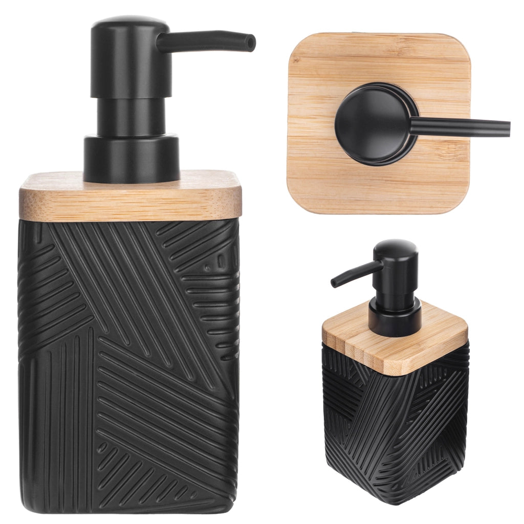 Dispenser di sapone liquido KADAX da 300 ml, nero, per bagno, con pompa.