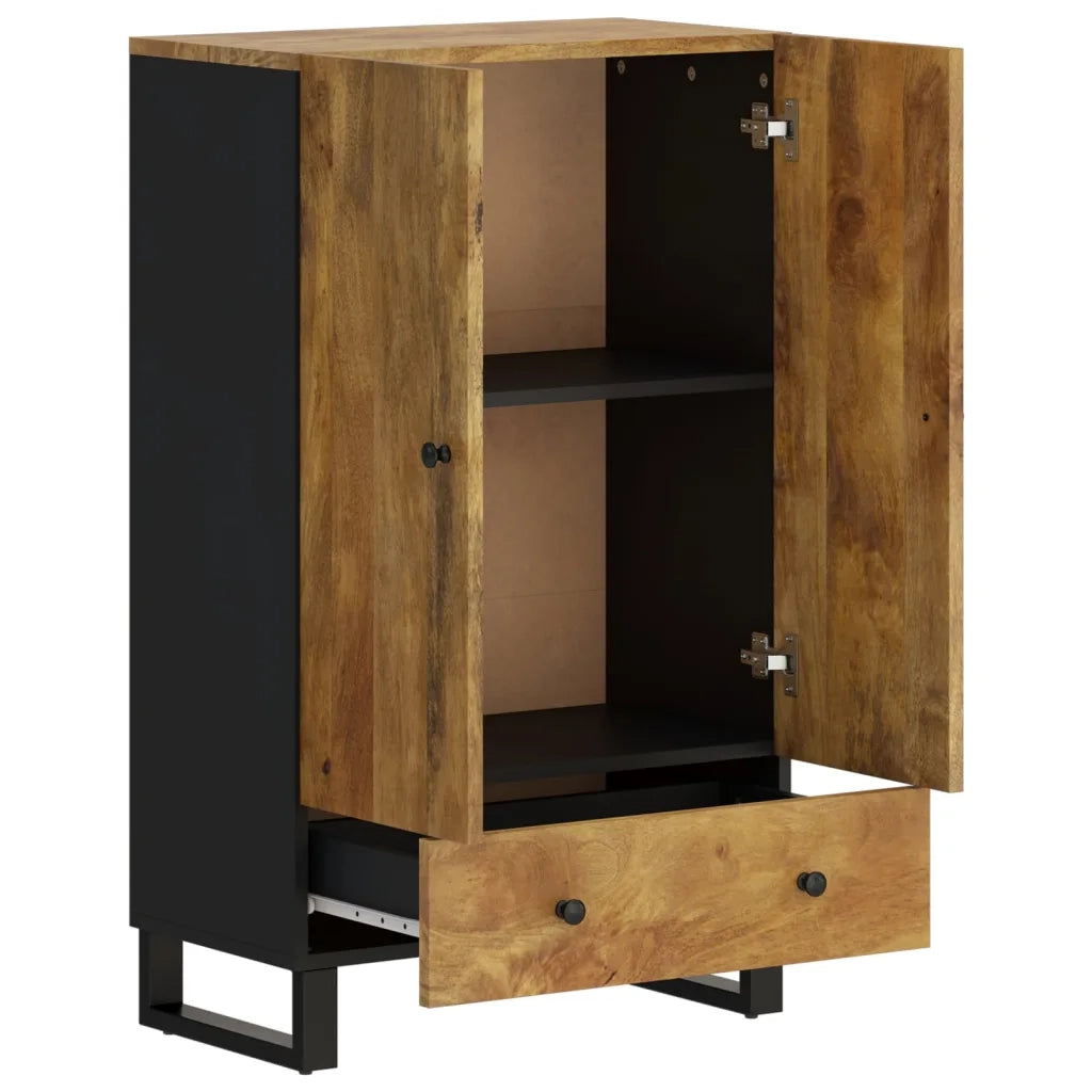 Credenza con Cassetto 60x33x100 cm Legno Massello Mango e Ferro 352936
