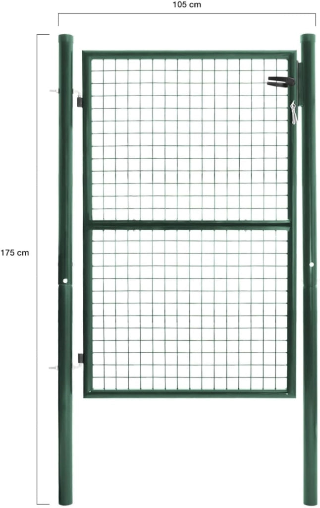 Cancello da giardino in acciaio verde 105 x 125 cm con serratura e maniglia