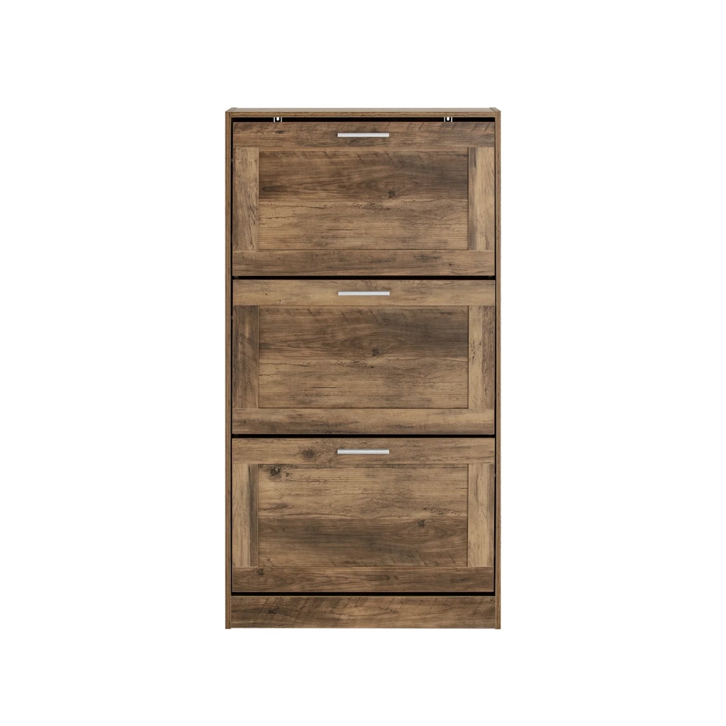 Scarpiera Ribaltabile Scarpiera A 3 Ribalte Portascarpe Salvaspazio Slim, 60x23x115cm, Noce, FSR137-L-F SoBuy