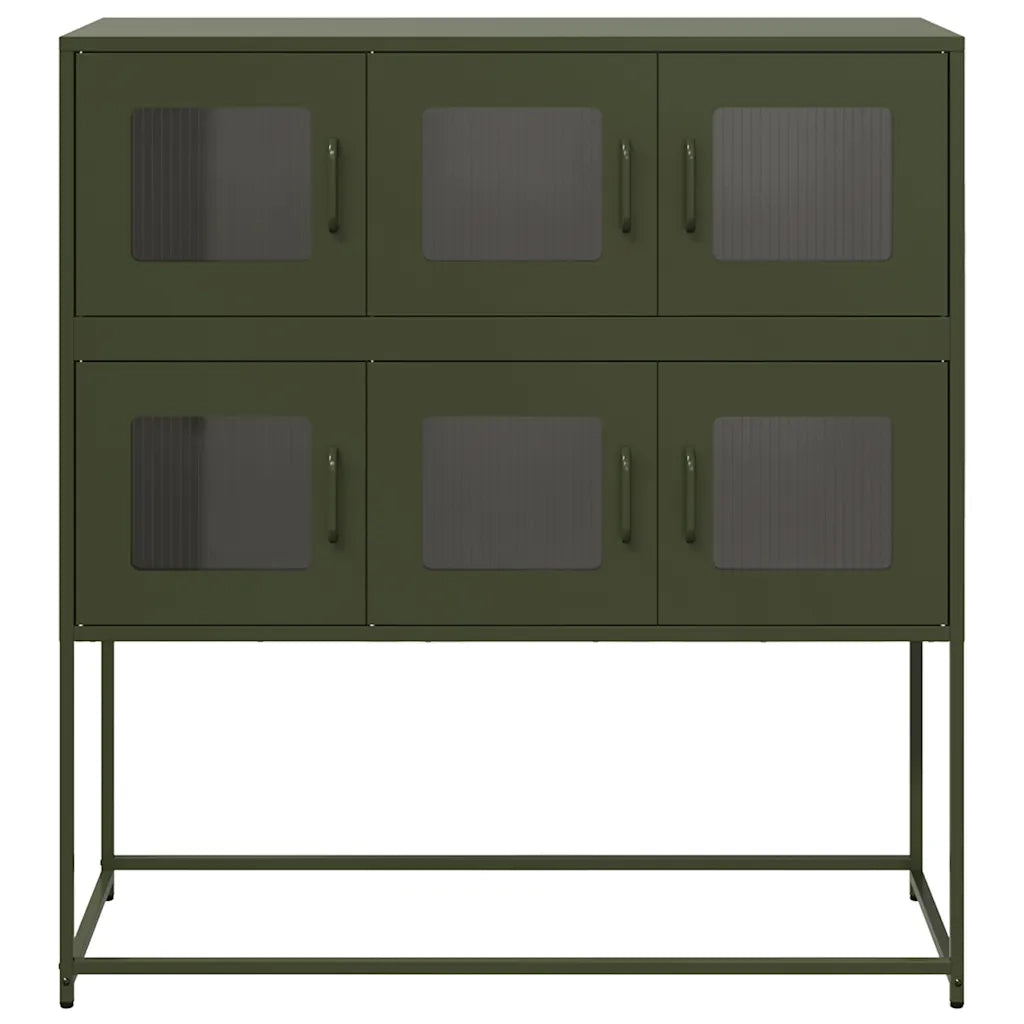 Credenza Verde Oliva 100,5x39x107 cm Acciaio Laminato a Freddo