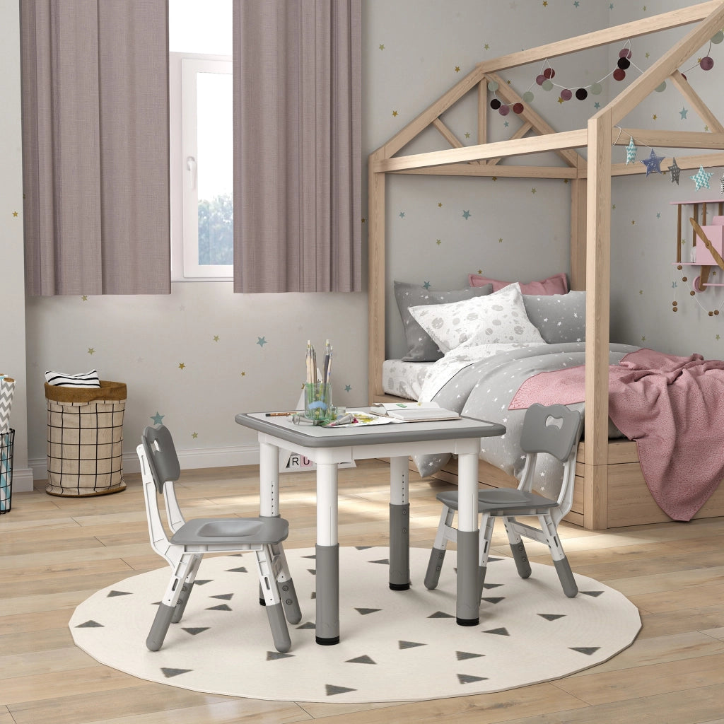 Tavolo e 2 Sedie per Bambini Regolabili in Altezza ¨C zephmum ¨C Legno e Metallo